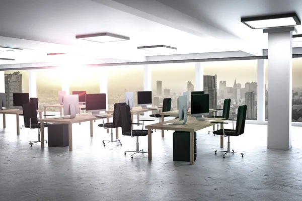 Duże nowoczesne biuro miejskie panoramę 3d ilustracja — Zdjęcie stockowe