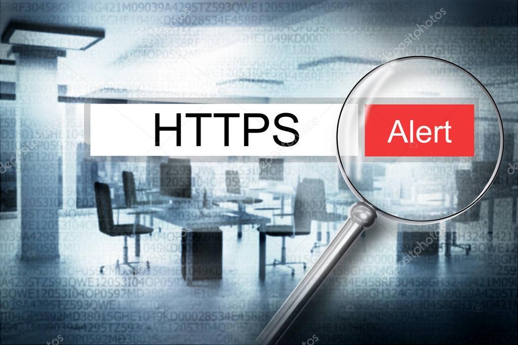 reading the word https browser search alert 3D Illustration