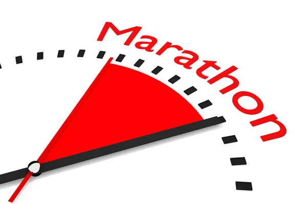Relógio vermelho segundos mão área maratona 3D ilustração — Fotografia de Stock