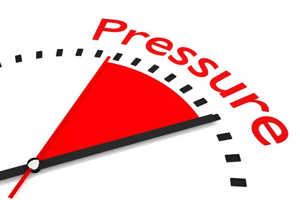Relógio com segundos vermelhos mão área pressão 3d ilustração — Fotografia de Stock