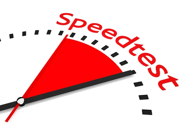Reloj área roja descarga speedtest 3D Ilustración — Foto de Stock