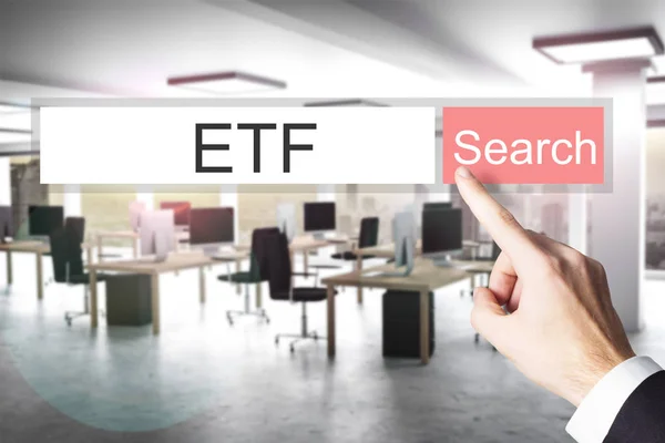 Websearch etf röd Sök knappen office 3d Illustration — Stockfoto