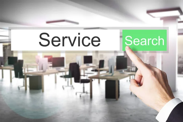 WebSearch služby hledání tlačítko moderní kancelář 3d ilustrace — Stock fotografie