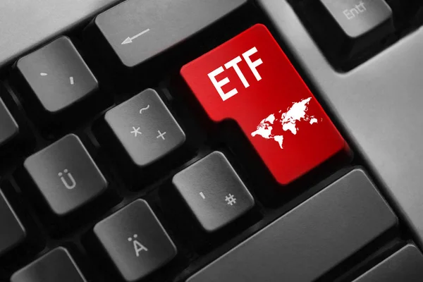 Keyboard with red enter key etf international trading — Stock Photo, Image