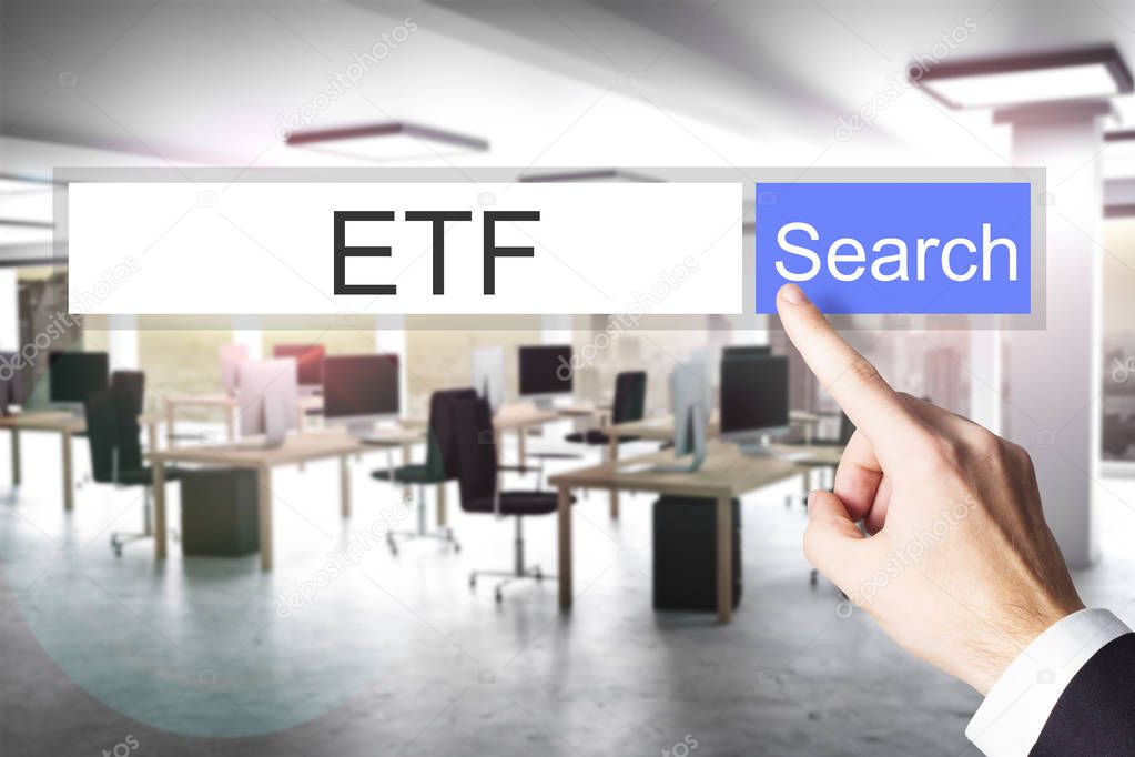 websearch etf blue search button office 3D Illustration