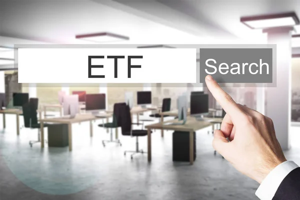 Websearch etf grey search button office 3D Illustration — Stock Photo, Image