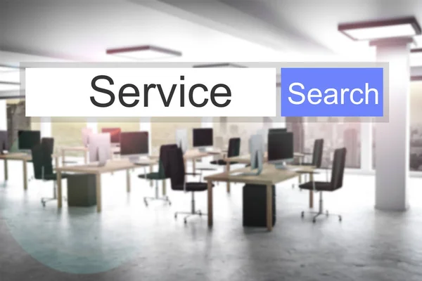 Servicio de búsqueda web botón de búsqueda moderna oficina 3D Ilustración — Foto de Stock