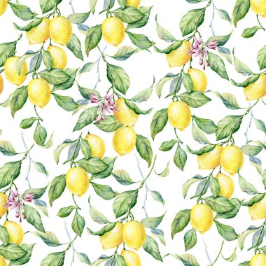 Limonlu suluboya desenli. Güzel el çizimi dokusu. Web sayfaları için romantik arka plan, düğün davetiyeleri, tekstil, duvar kağıdı.