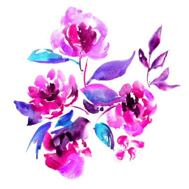 Beyaz arka planda izole edilmiş Watercolor Çiçekleri. Çiçek koleksiyonu. Doğum gününde, Anneler Günü 'nde tebrik kartı olarak kullanılabilir. Düğün davetiyeleri için romantik bir geçmiş.