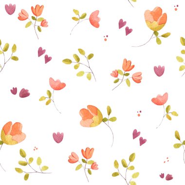 Pembe akarsular ve yeşil yapraklarla kusursuz desen.