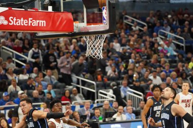 Orlando Magic 1 Şubat 2020 tarihinde Orlando Florida 'daki Amway Center' da Miami Heat 'e ev sahipliği yaptı. Fotoğraf: Marty Jean-Louis