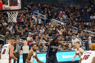 Orlando Magic 1 Şubat 2020 tarihinde Orlando Florida 'daki Amway Center' da Miami Heat 'e ev sahipliği yaptı. Fotoğraf: Marty Jean-Louis