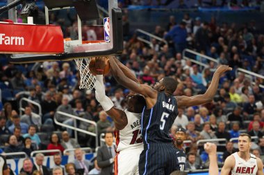 Orlando Magic 1 Şubat 2020 tarihinde Orlando Florida 'daki Amway Center' da Miami Heat 'e ev sahipliği yaptı. Fotoğraf: Marty Jean-Louis