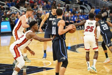 Orlando Magic 1 Şubat 2020 tarihinde Orlando Florida 'daki Amway Center' da Miami Heat 'e ev sahipliği yaptı. Fotoğraf: Marty Jean-Louis