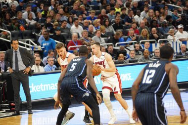 Orlando Magic 1 Şubat 2020 tarihinde Orlando Florida 'daki Amway Center' da Miami Heat 'e ev sahipliği yaptı. Fotoğraf: Marty Jean-Louis