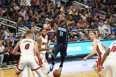 Orlando Magic 1 Şubat 2020 tarihinde Orlando Florida 'daki Amway Center' da Miami Heat 'e ev sahipliği yaptı. Fotoğraf: Marty Jean-Louis