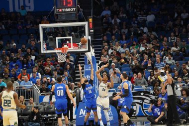 Orlando Magic, 8 Şubat 2020 tarihinde Orlando Florida 'daki Amway' de Milwaukee Bucks 'a ev sahipliği yaptı. Fotoğraf: Marty Jean-Louis