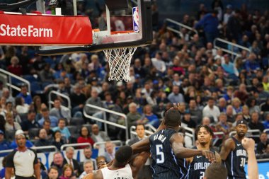 Orlando Magic 1 Şubat 2020 tarihinde Orlando Florida 'daki Amway Center' da Miami Heat 'e ev sahipliği yaptı. Fotoğraf: Marty Jean-Louis