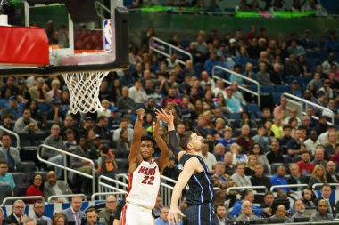 Orlando Magic 1 Şubat 2020 tarihinde Orlando Florida 'daki Amway Center' da Miami Heat 'e ev sahipliği yaptı. Fotoğraf: Marty Jean-Louis