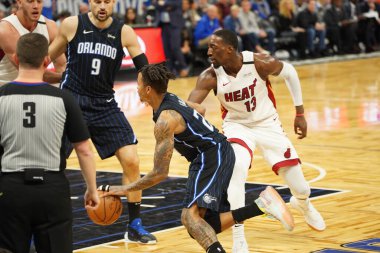 Orlando Magic 1 Şubat 2020 tarihinde Orlando Florida 'daki Amway Center' da Miami Heat 'e ev sahipliği yaptı. Fotoğraf: Marty Jean-Louis
