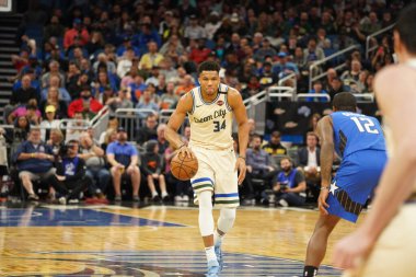 Orlando Magic, 8 Şubat 2020 tarihinde Orlando Florida 'daki Amway' de Milwaukee Bucks 'a ev sahipliği yaptı. Fotoğraf: Marty Jean-Louis