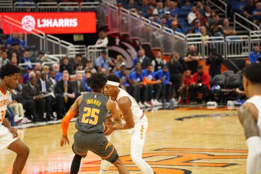 Orlando Magic, 8 Şubat 2020 tarihinde Orlando Florida 'daki Amway Center' da Atlanta Hawks 'a ev sahipliği yaptı. Fotoğraf: Marty Jean-Louis