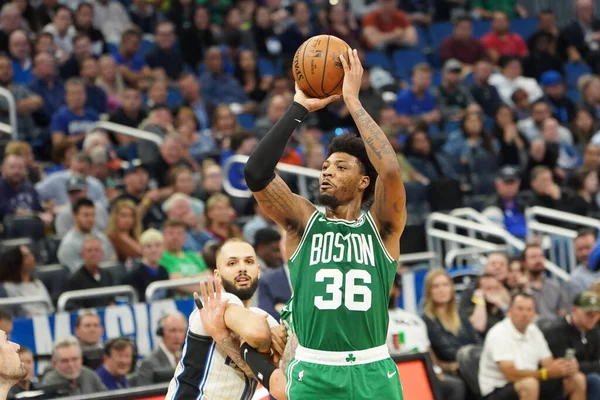 Boston Celtics oyuncusu Marcus Smart # 36, 24 Ocak 2020 Cuma günü Orlando, Florida 'da Amway Center' da üç sayı attı. Fotoğraf: Marty Jean-Louis