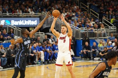 Orlando Magic 1 Şubat 2020 tarihinde Orlando Florida 'daki Amway Center' da Miami Heat 'e ev sahipliği yaptı. Fotoğraf: Marty Jean-Louis