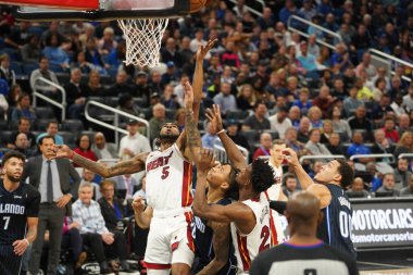 Orlando Magic 1 Şubat 2020 tarihinde Orlando Florida 'daki Amway Center' da Miami Heat 'e ev sahipliği yaptı. Fotoğraf: Marty Jean-Louis