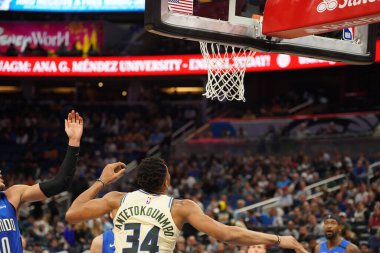 Orlando Magic, 8 Şubat 2020 tarihinde Orlando Florida 'daki Amway' de Milwaukee Bucks 'a ev sahipliği yaptı. Fotoğraf: Marty Jean-Louis