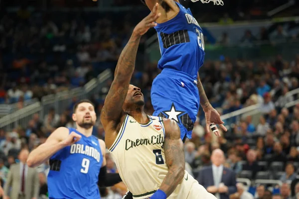 Orlando Magic Host Milwaukee Bucks Amway Orlando Florida Saturday February — Stock Photo, Image