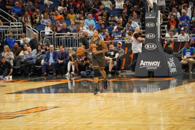 Orlando Magic 10 Şubat 2020 tarihinde Orlando Florida 'daki Amway Center' da Atlanta Hawks 'a ev sahipliği yaptı. Fotoğraf: Marty Jean-Louis
