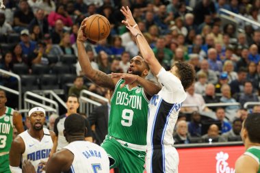 Boston Celtics oyuncusu Brad Wanamaker 24 Ocak 2020 Cuma günü Orlando, Florida 'da Amway Center' da turnike yapıyor. Fotoğraf: Marty Jean-Louis