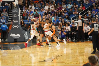 Orlando Magic, 8 Şubat 2020 tarihinde Orlando Florida 'daki Amway Center' da Atlanta Hawks 'a ev sahipliği yaptı. Fotoğraf: Marty Jean-Louis