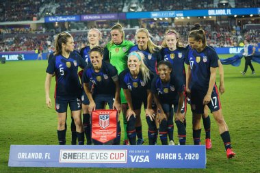 5 Mart 2020 'de Orlando Florida' daki Exploria Stadyumu 'nda düzenlenen 2020 SheBelieves Kupası' nda ABD ile İngiltere maçı. Fotoğraf: Marty Jean-Louis
