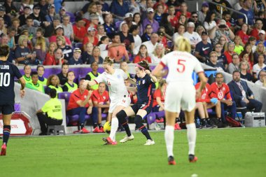 5 Mart 2020 'de Orlando Florida' daki Exploria Stadyumu 'nda düzenlenen 2020 SheBelieves Kupası' nda ABD ile İngiltere maçı. Fotoğraf: Marty Jean-Louis