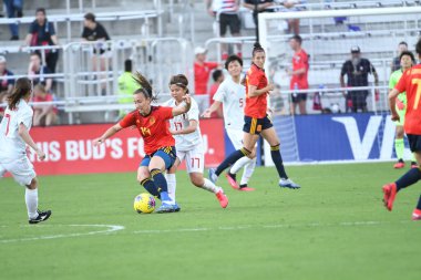 İspanya - Japonya maçı, 5 Mart 2020 tarihinde Orlando Florida 'daki Exploria Stadyumu' nda düzenlenen 2020 SheBelieves Kupası 'nda yapıldı. Fotoğraf: Marty Jean-Louis