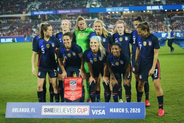 5 Mart 2020 'de Orlando Florida' daki Exploria Stadyumu 'nda düzenlenen 2020 SheBelieves Kupası' nda ABD ile İngiltere maçı. Fotoğraf: Marty Jean-Louis