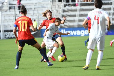 İspanya - Japonya maçı, 5 Mart 2020 tarihinde Orlando Florida 'daki Exploria Stadyumu' nda düzenlenen 2020 SheBelieves Kupası 'nda yapıldı. Fotoğraf: Marty Jean-Louis