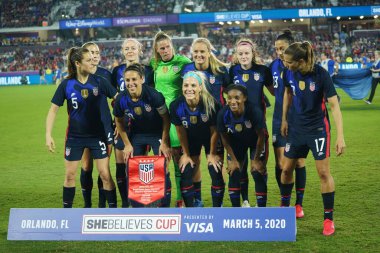 5 Mart 2020 'de Orlando Florida' daki Exploria Stadyumu 'nda düzenlenen 2020 SheBelieves Kupası' nda ABD ile İngiltere maçı. Fotoğraf: Marty Jean-Louis