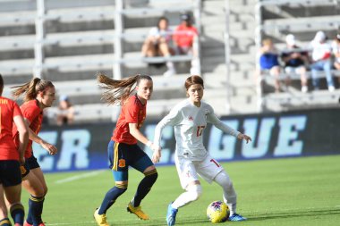 İspanya - Japonya maçı, 5 Mart 2020 tarihinde Orlando Florida 'daki Exploria Stadyumu' nda düzenlenen 2020 SheBelieves Kupası 'nda yapıldı. Fotoğraf: Marty Jean-Louis