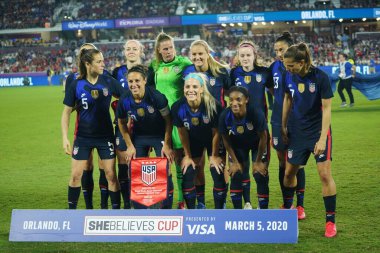 5 Mart 2020 'de Orlando Florida' daki Exploria Stadyumu 'nda düzenlenen 2020 SheBelieves Kupası' nda ABD ile İngiltere maçı. Fotoğraf: Marty Jean-Louis