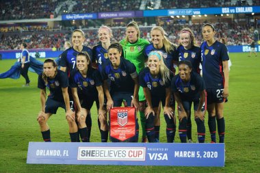 5 Mart 2020 'de Orlando Florida' daki Exploria Stadyumu 'nda düzenlenen 2020 SheBelieves Kupası' nda ABD ile İngiltere maçı. Fotoğraf: Marty Jean-Louis