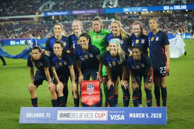 5 Mart 2020 'de Orlando Florida' daki Exploria Stadyumu 'nda düzenlenen 2020 SheBelieves Kupası' nda ABD ile İngiltere maçı. Fotoğraf: Marty Jean-Louis