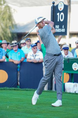 Adam Scott, Orlando Florida 'daki Bay HIll Club Lodge' da 5 Mart 2020 'de düzenlenen 2020 Arnold Palmer Birinci Tur Gruplaşması sırasında. Fotoğraf: Marty Jean-Louis