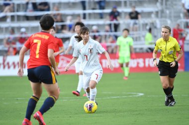 İspanya - Japonya maçı, 5 Mart 2020 tarihinde Orlando Florida 'daki Exploria Stadyumu' nda düzenlenen 2020 SheBelieves Kupası 'nda yapıldı. Fotoğraf: Marty Jean-Louis