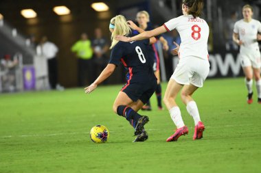 5 Mart 2020 'de Orlando Florida' daki Exploria Stadyumu 'nda düzenlenen 2020 SheBelieves Kupası' nda ABD ile İngiltere maçı. Fotoğraf: Marty Jean-Louis