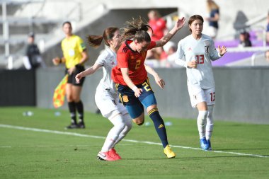 İspanya - Japonya maçı, 5 Mart 2020 tarihinde Orlando Florida 'daki Exploria Stadyumu' nda düzenlenen 2020 SheBelieves Kupası 'nda yapıldı. Fotoğraf: Marty Jean-Louis