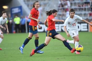 İspanya - Japonya maçı, 5 Mart 2020 tarihinde Orlando Florida 'daki Exploria Stadyumu' nda düzenlenen 2020 SheBelieves Kupası 'nda yapıldı. Fotoğraf: Marty Jean-Louis
