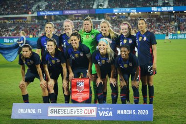 5 Mart 2020 'de Orlando Florida' daki Exploria Stadyumu 'nda düzenlenen 2020 SheBelieves Kupası' nda ABD ile İngiltere maçı. Fotoğraf: Marty Jean-Louis